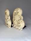 Vintage Antique Art Deco Bookends Plaster Covered Wood Floral Design Mcm 6 5   