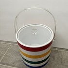 Vtg Rainbow Ice Bucket  Stripes Retro Party  Kitchen Hostess Iconic 80   s  Retro