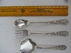 Vtg Stieff Rose Sterling Silver Repouss   Berry  Olive Spoon   Pickle Fork Set