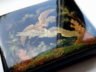 Palekh 1960 s Russian Lacquer Box Vintage Handmade Papier-mache Mstera 