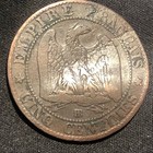 1856-bb France 5 Centimes Bronze Coin - F  fine  Condition