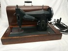 Antique Portable Kenmore De Luxe Rotary Sewing Machine With Curved Wood Box Nice