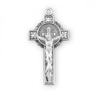 Medium 925 Sterling Silver Saint Benedict Crucifix Cross Pendant Medal Necklace