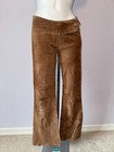 Vtg 90s Arden B Brown Leather Lace Up Low Rise Pants Hip Hugger Womens Size 4