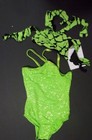 New Sparkle Green Dance Costume Leotard With Crazy Hat Small Child Lime