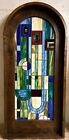 Rustic Door Solid Wood Oak Arched Stained Glass Door 37-1 2 X 81-1 2 6  Jamb