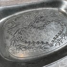 Vintage 70s Wilton Pewter Tray Oval Etched Birds Witchy Cottagecore Decor