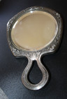 Art Nouveau Sterling Silver Repousse Hand Mirror Floral Poppy Hallmarked  C 973