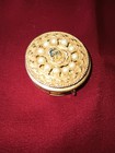 Vintage Women s Pill Box  Rose Center  Faux Pearl  Goldtone