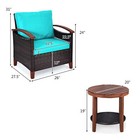 3pcs Patio Wicker Rattan Conversation Set Outdoor Furniture Set W  Turquoise