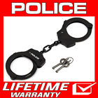 Police Handcuffs Double Lock Steel Metal Professional Heavy Duty W  Keys Black