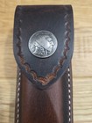 Buck 110 Custom Leather Knife Sheath  Tooled  Indian Head Nickel  Sheath Only