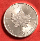 Qeii   Canadian Maple Leaf - 5 Dollar Silver - 1 Oz  Coin  Round   Bar  Bullion