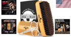 Compact Beard Grooming Kit With Boar Bristle Brush   Wood Comb - Perfect Gift