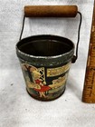 Antique Candy Container Tin Pail Queen Of Hearts Made Tarts 2 7 8 Original 1900