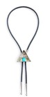 Vtg Sterling Beatrice Kee A-frame Cabin Bolo Tie Turquoise Inlay Western Cowboy