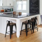 Metal Bar Stool  4pcs Low Back Counter Stools For Indoor outdoor Barstools Black