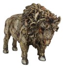 Native American Grassland Plains Wild Bison Buffalo Faux Wooden Resin Sculpture