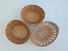 Mini Woven Basket Small Oval Round Wicker Rattan Boho Farmhouse Country Set 3
