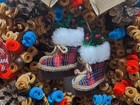Christmas Door Wreath Holiday Rustic Wall Handmade Brown Red Blue Ice Skates 22 