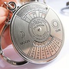 Perpetual Calendar Keychain Metal Pocket Calendar Sun Moon Key Ring Gift