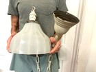 Vtg Antique 1920s School Art Deco Pendant Milk Glass Hanging Light Fixture