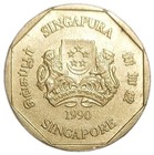 1990 Singapore 1 Dollar Au Unc  1 Coin Km 54 Singapura