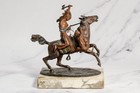 Nice Antique Cold Painted Bronze Sculpture Statue Native American Indian Horse