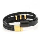 Braided Leather Bracelets For Men Black Cord Vintage Wrist Band Rope Cuff