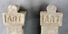 2 Art Unknown Cast Iron Bed Rail Half Cone Oval Tapered End Salesman Sample 