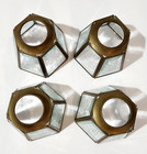 Vintage Brass   Etched Glass Lamp Shades - Set Of 4