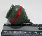 Vintage Toy Wooden Spinning Top W  Metal Tip Green Red Paint 2 5  Tall
