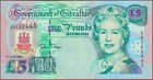          Gibraltar 5 Pounds 1995 Qeii Tarik Ibn Zeyad P 25 Aa Prefix Crisp Gem Unc
