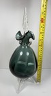 Mcm Vtg Italian Empoli Smoke Green Glass Decanter Bottle Stopper Tripod Footed