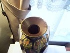 Antique Kashmiri Handmade Brass Vase With Hand Painted Mache Excellent 12 Inch