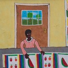 Signed Folk Art Painting Quilt Makers Southern Black Americana Quilting Bee Vtg