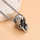 Gothic Mens Biker Skull Pendant Necklace Men Stainless Steel Chain Silver Goth