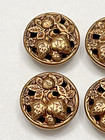 Vintage Set Of 6 Pierced Metal Starwberry Buttons - 5 8   mn8 