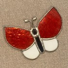 Vintage Stained Glass Butterfly Suncatcher Hanging Window Ornament Dk Orange-red