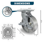6 x 2  Heavy Duty Casters Semi Steel Cast Iron Wheels Capacity Up To 1250-5000lb