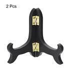 2pcs 4  Easel Plate Holder  Wooden Folding Display Stand Black For Picture Frame