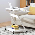 Soges 10gzzhdx-8110wt Z Shape Laptop Desk Cart On Wheels White