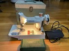 Vintage Singer White Featherweight 221 K Sewing Machine Case New Belt Run Tested