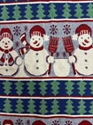 Vintage Snowmen Christmas Tree Skirt 43inch Cotton Tapestry Round Green Trim