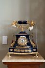 Nouveau French Antique Style Porcelain Cobalt Blue Gold Plated Phone
