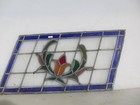 Antique Stained Glass Window Panel Leaded Old Vintage Victorian 24 x13 