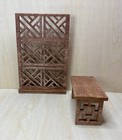 Outdoor Garden Patio Dollhouse Miniature 1 12    teak    Wood Bench   Privacy Screen
