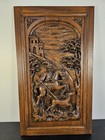 Antique French Wooden Carved Panel Door Hunting Scene 19th Century
