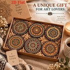 Mandala Boho Rubber Coasters Set Of 6 2d Flat Round Drink Coasters