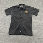 Dickies Work Shirt Mens M Black Cotton Trails Edge Brewing Co Patch Short Slv